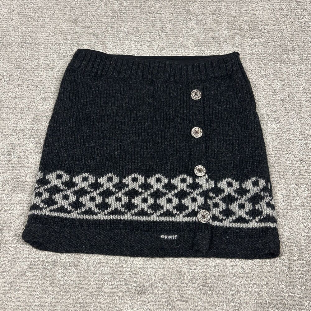 Everest Wool Skirt Womens Medium Charcoal Gray Knit Chunky Lined Dolomite Mini